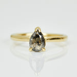 pear shape salt and pepper diamond engagement solitaire ring