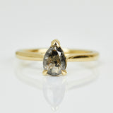 pear shape salt and pepper diamond engagement solitaire ring