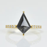 18ct yellow gold salt and pepper kite diamond engagement pavé ring
