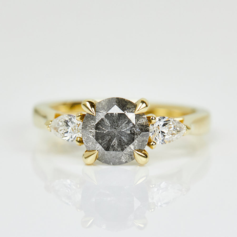 1.67ct Salt and Pepper Diamond Engagement Ring, Luna Setting
