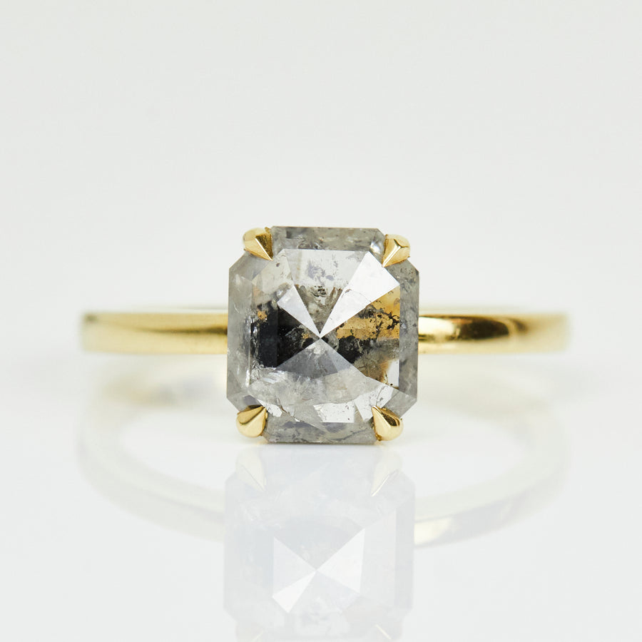 1.84ct Emerald Salt and Pepper Diamond Engagement Ring, Juno Setting