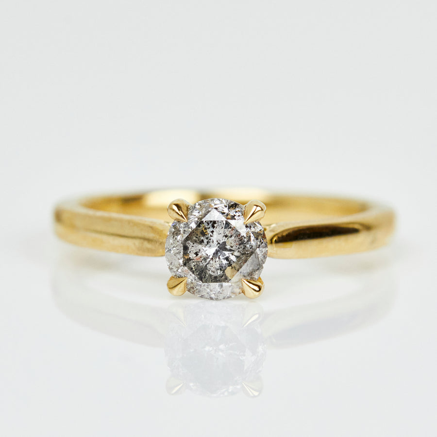 1 ct Round Salt and Pepper Diamond Engagement Ring, Juno Setting