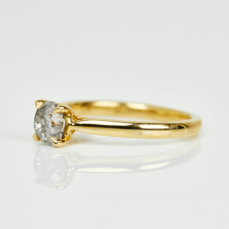 1 ct Round Salt and Pepper Diamond Engagement Ring, Juno Setting