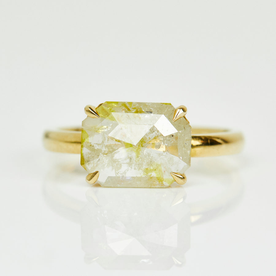2ct Organic Yellow and White Natural Diamond, Juno Setting