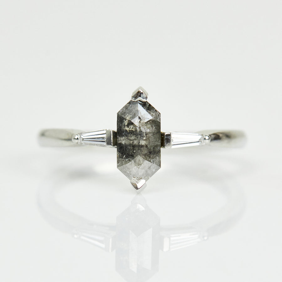0.78ct Elongated Salt and Pepper Diamond, One of a Kind