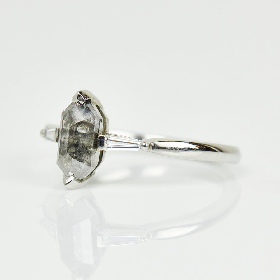 0.78ct Elongated Salt and Pepper Diamond, One of a Kind