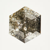 Dark and stormy hexagon rose-cut raw salt and pepper diamond.