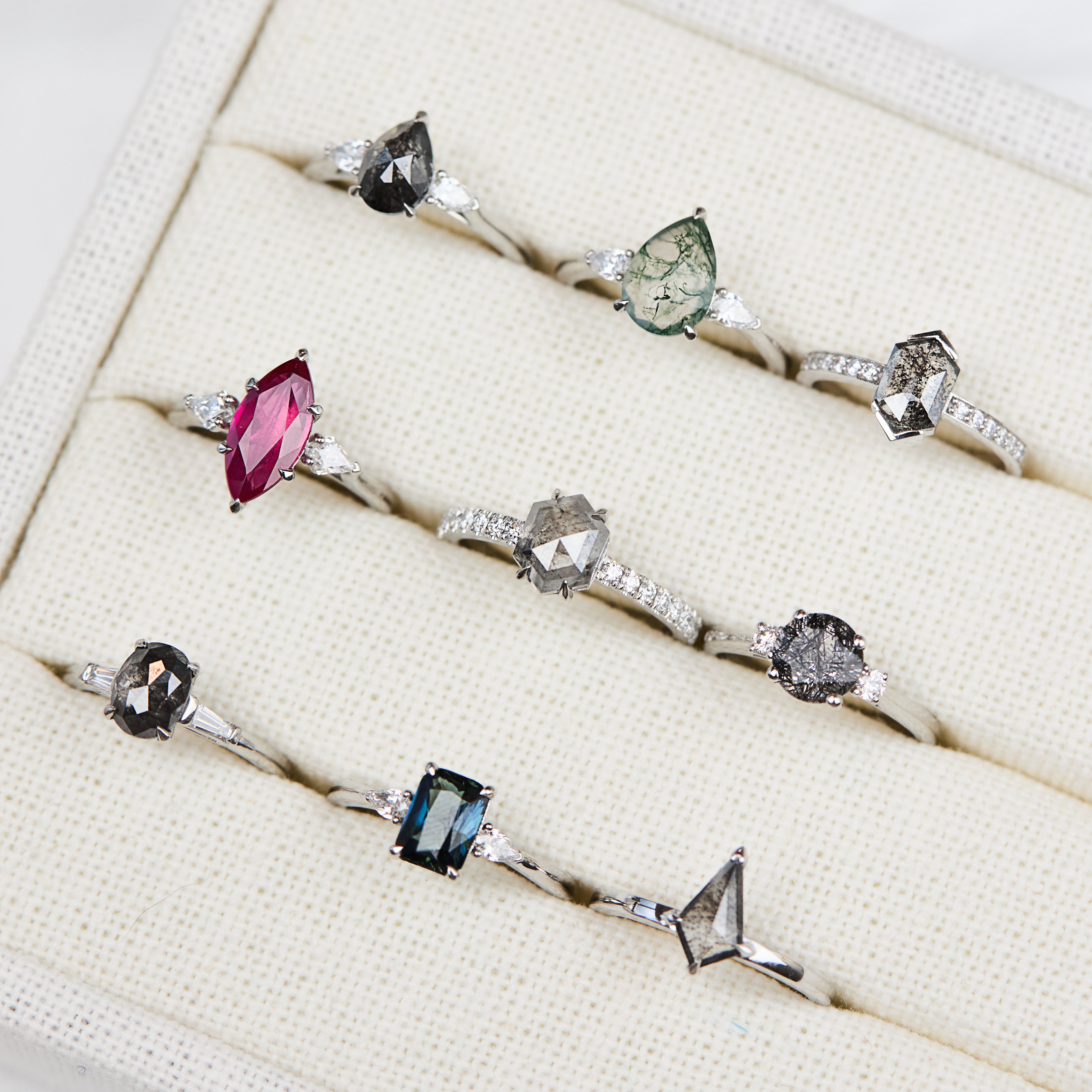 Coloured gemstone engagement rings
