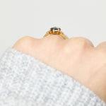 18ct yellow gold salt and pepper hexagon diamond engagement trilogy ring