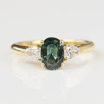 Oval Green Sapphire Engagement Ring Trilogy