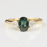 Oval Green Sapphire Engagement Ring Trilogy