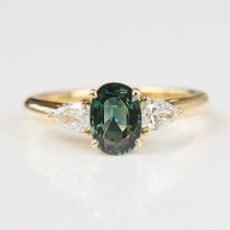 Oval Green Sapphire Engagement Ring Trilogy