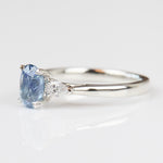 Oval Blue Teal Sapphire Engagement Ring Trilogy