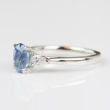 Oval Blue Teal Sapphire Engagement Ring Trilogy