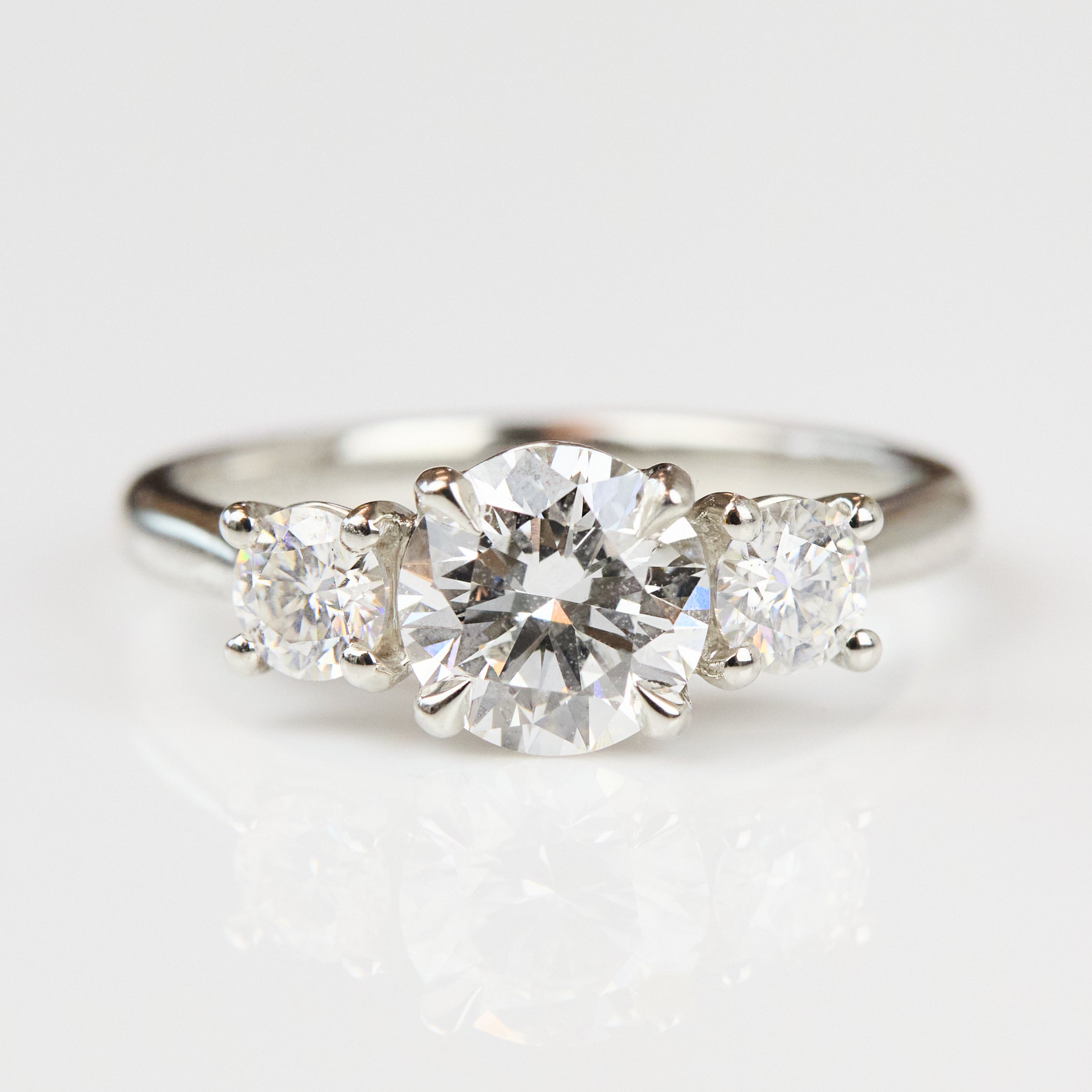 Round Brilliant Cut Lab-Grown Diamond Engagement Ring Trilogy