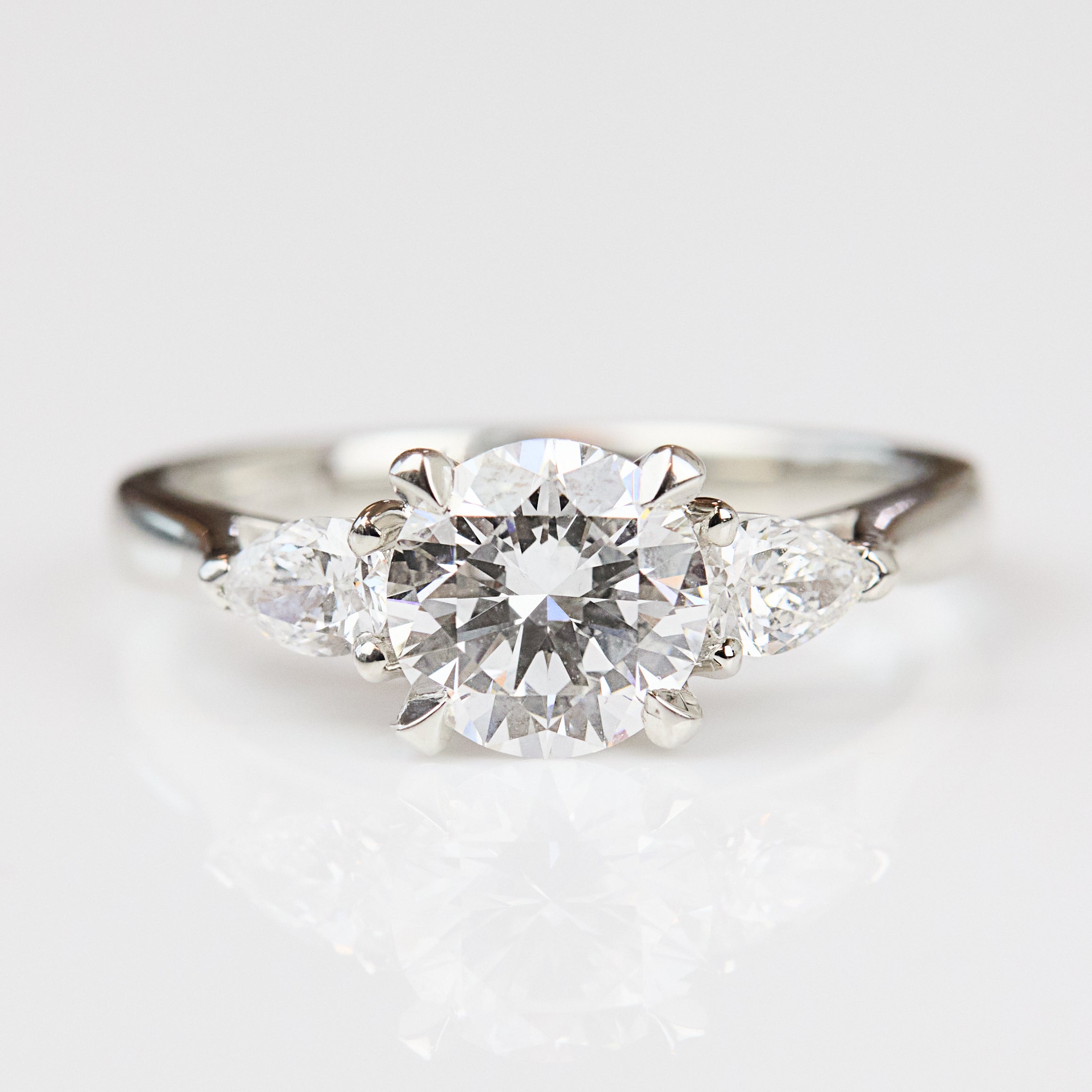 Round Brilliant Cut Lab-Grown Diamond Engagement Ring Trilogy