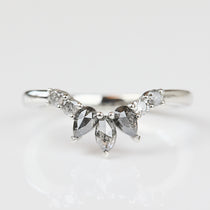 Platinum salt and pepper diamond wedding ring women