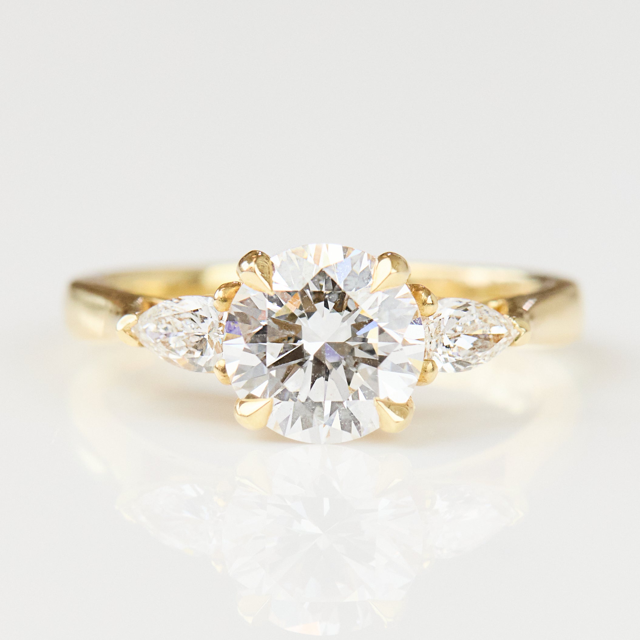 Round Brilliant Cut Lab-Grown Diamond Engagement Ring Trilogy