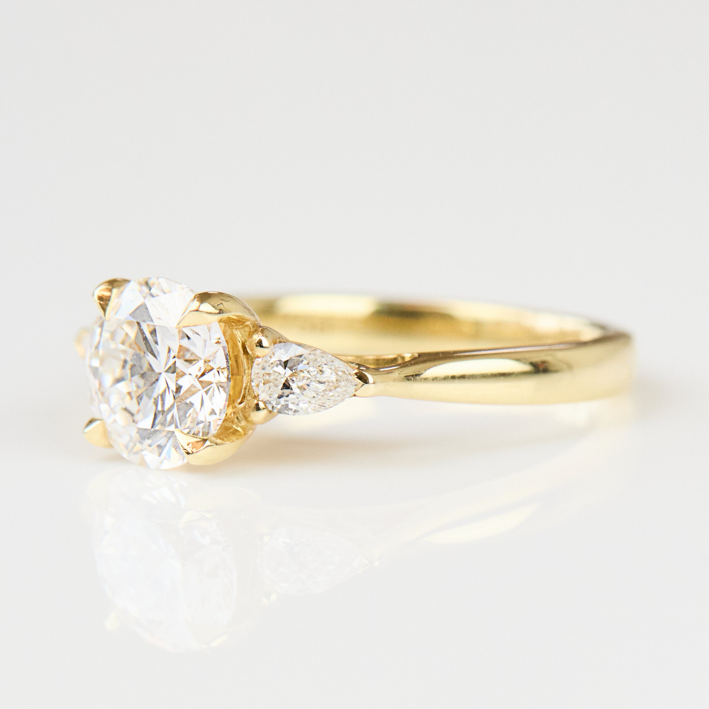 Round Brilliant Cut Lab-Grown Diamond Engagement Ring Trilogy