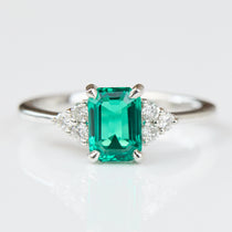 Lab-Grown Emerald Cut Emerald Engagement Ring
