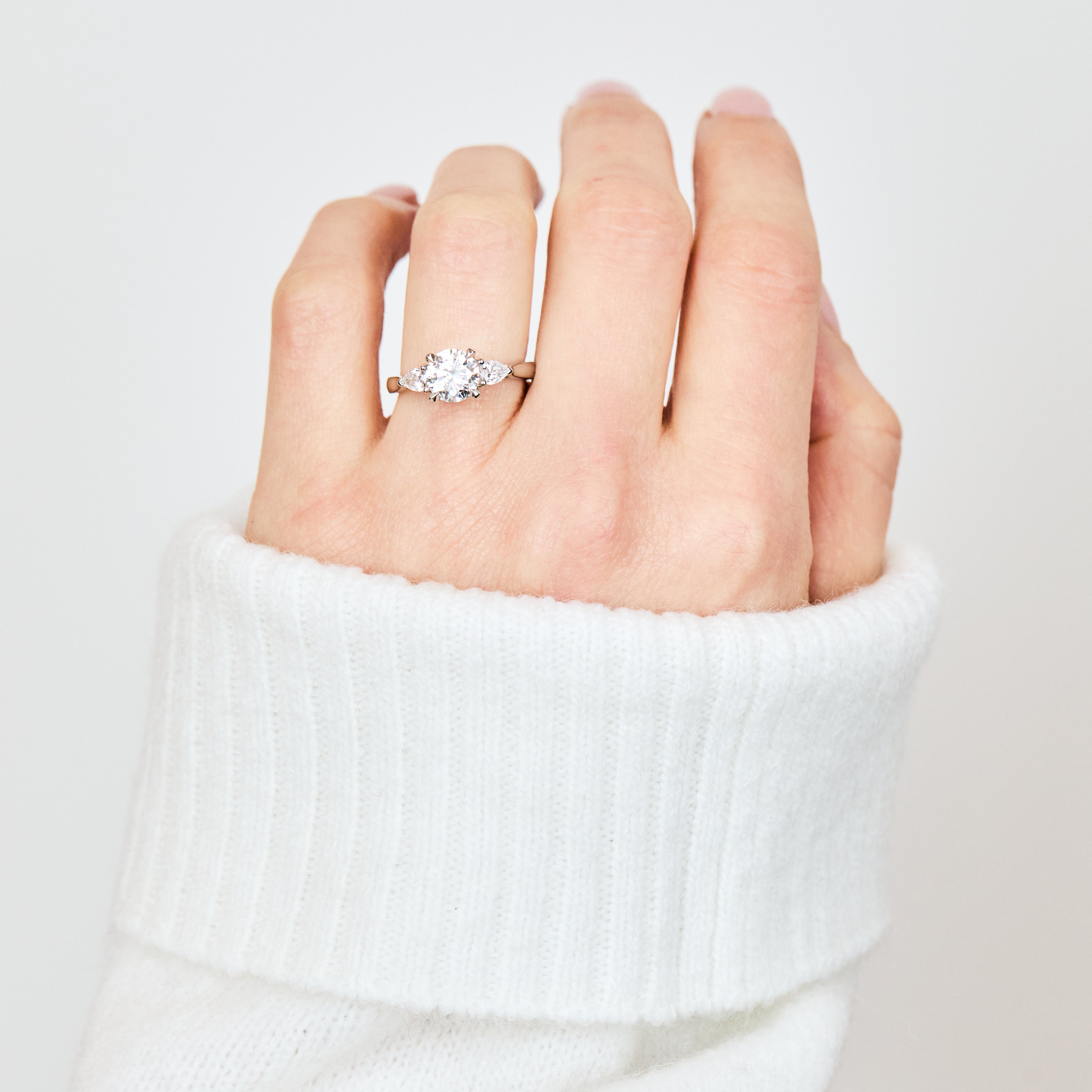 Round Brilliant Cut Lab-Grown Diamond Engagement Ring Trilogy