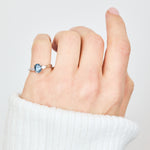 Oval Blue Teal Sapphire Engagement Ring Trilogy