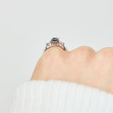 Oval Blue Teal Sapphire Engagement Ring Trilogy
