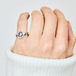 Oval Blue Teal Sapphire Engagement Ring Trilogy