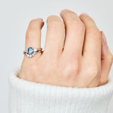 Oval Blue Teal Sapphire Engagement Ring Trilogy