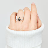 Platinum salt and pepper kite diamond engagement solitaire ring