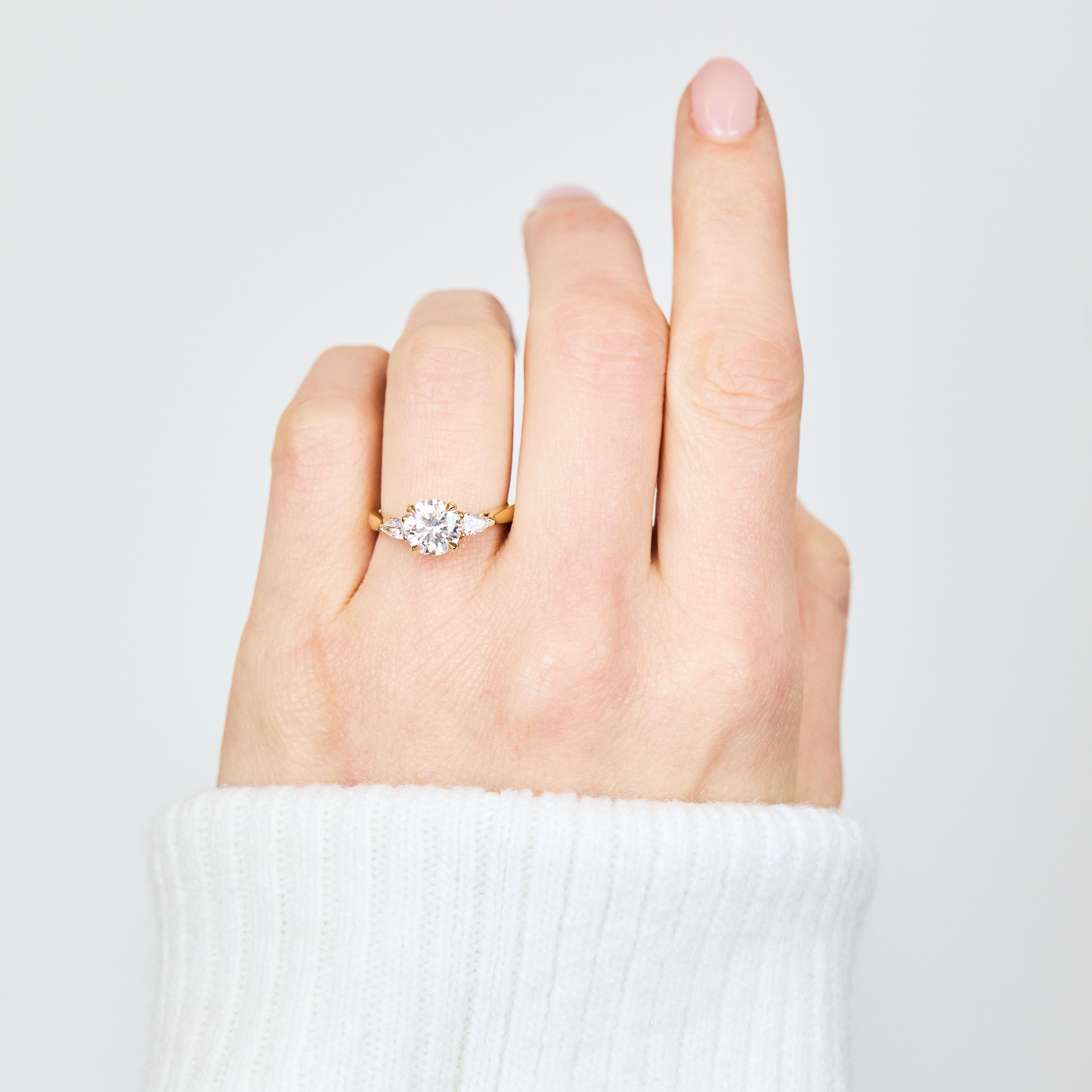 Round Brilliant Cut Lab-Grown Diamond Engagement Ring Trilogy