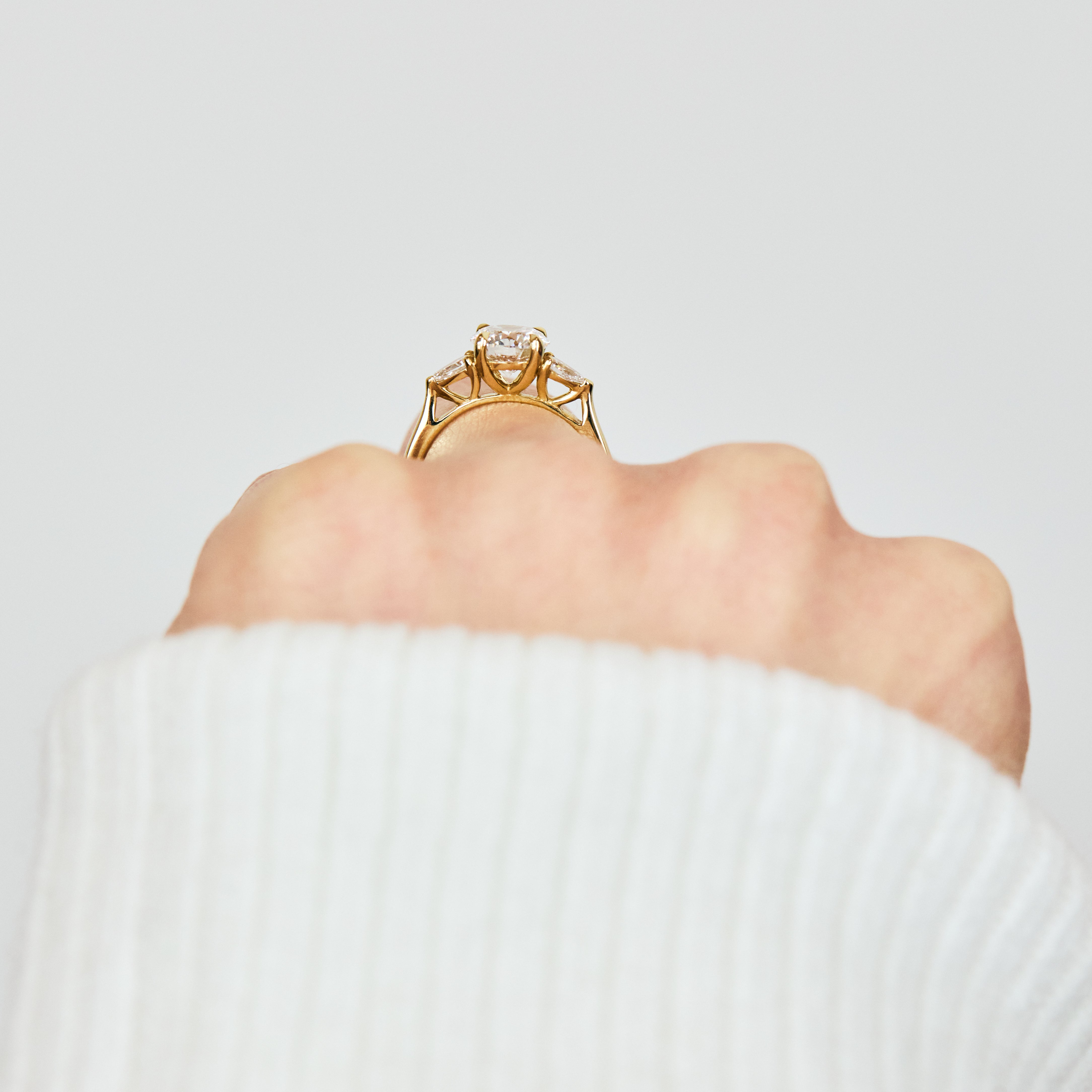 Round Brilliant Cut Lab-Grown Diamond Engagement Ring Trilogy
