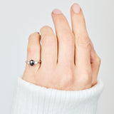 Oval Rose Cut Dark Salt and Pepper Diamond Engagement Ring Trilogy