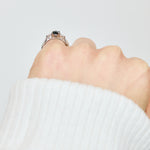 Oval Rose Cut Dark Salt and Pepper Diamond Engagement Ring Trilogy