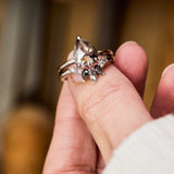 Platinum salt and pepper diamond wedding ring women