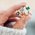 Oval Green Sapphire Engagement Ring Trilogy