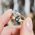 Oval Green Sapphire Engagement Ring Trilogy
