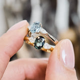 Oval Green Sapphire Engagement Ring Trilogy