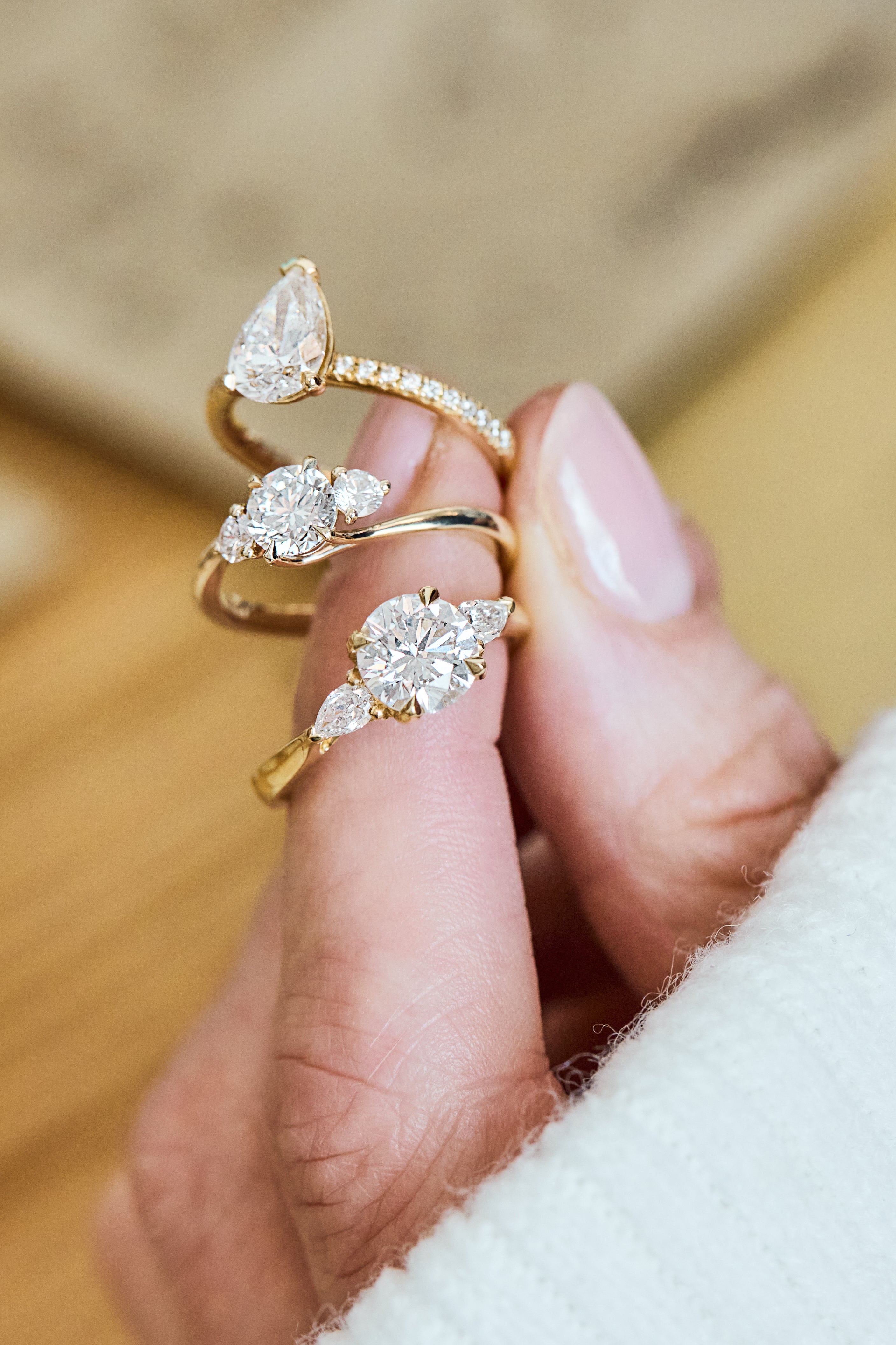 Round Brilliant Cut Lab-Grown Diamond Engagement Ring Trilogy