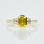 Emerald Cut Lab-Grown Yellow Diamond Engagement Ring, One Of A Kind
