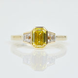 Emerald Cut Lab-Grown Yellow Diamond Engagement Ring, One Of A Kind