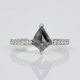 Kite Salt and Pepper Diamond Engagement Ring, Pavé Platinum Setting