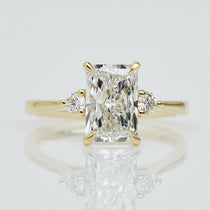 One of a Kind Lab-Grown Diamond Trilogy Engagement Ring, 18ct yellow gold