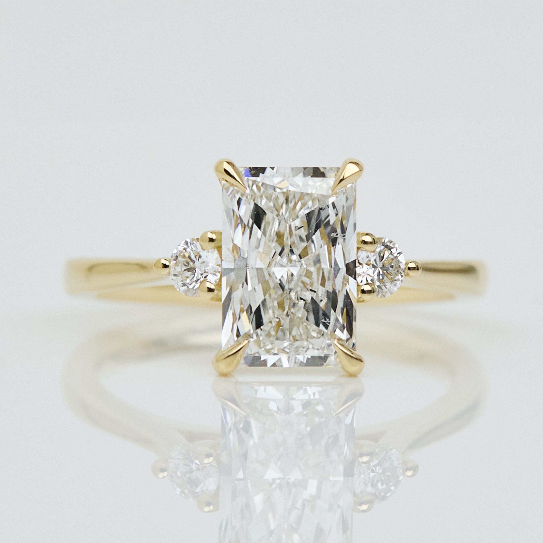 One of a Kind Lab-Grown Diamond Trilogy Engagement Ring, 18ct yellow gold