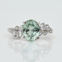 Oval Mint Green Sapphire Engagement Ring