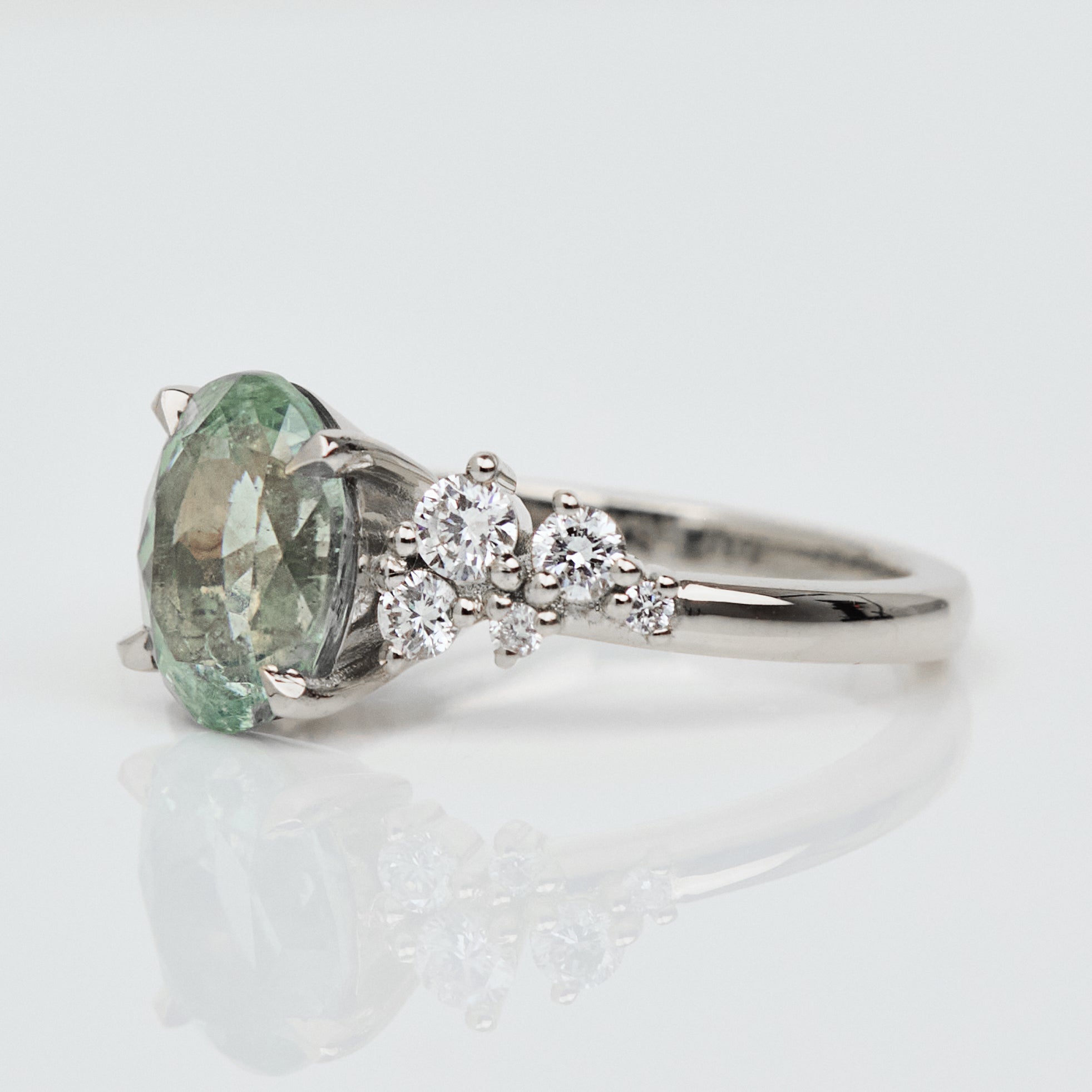 Oval Mint Green Sapphire Engagement Ring