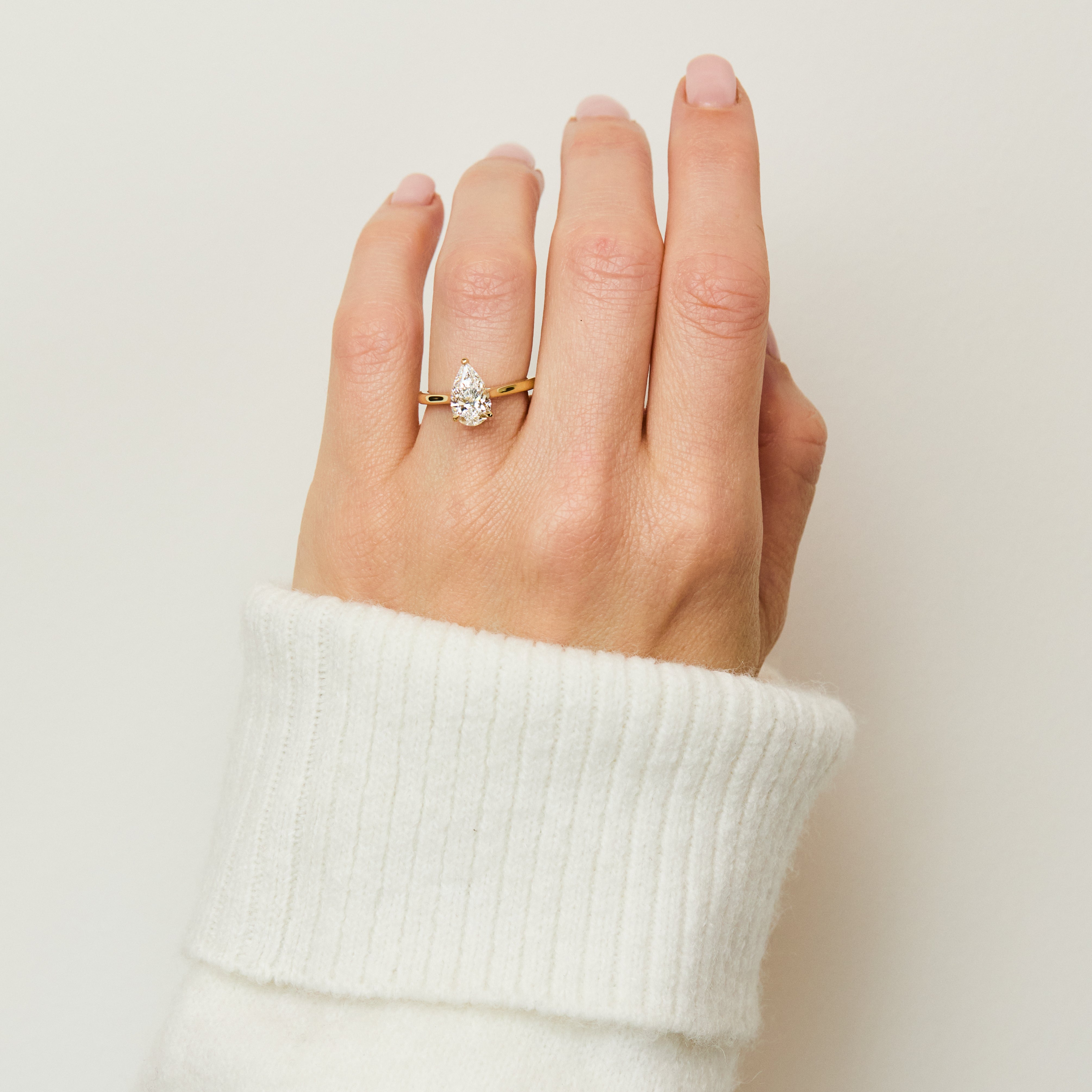 Pear Shape Lab Grown Diamond Engagement Ring, Juno Setting