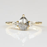 Pear Shape Salt and Pepper Diamond Engagement Ring