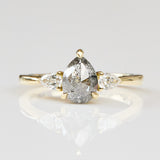 Pear Shape Salt and Pepper Diamond Engagement Ring