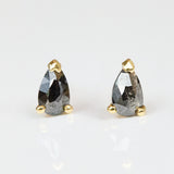 Salt & Pepper Pear Shape Diamond Stud Earrings